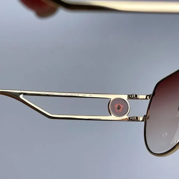 🔥 Versace  VE2225 10020P Sunglasses Aviator Gold Orange Brown Men - Picture 7 of 9